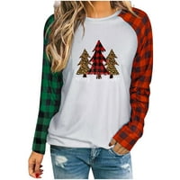 Ženske božićne majice s dugim rukavima Holiday Fashion FIT FIT CREW pulover na vrhu Ležerne u trendovskim