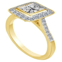 Bijeli kubični zaručnički zaručnički prsten u 14k žutom zlatu