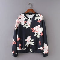 Ženske bomberne jakne Lagani trendi modni casual cvjetni ispis gornji kaput odjeća Dukskopska jakna