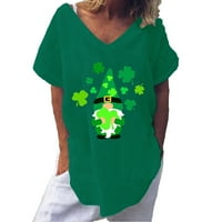 Ušteda Ženska majica St.Patrick V-izrez Tee Majica Lucky Green Day Days Cosy Casual Tops Majice kratkih