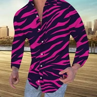 Muške košulje - Ispišite bluzu za bluzu prema dolje Cortared Ležerne prilike dugih rukava, za proljeće jesen ružičasta L