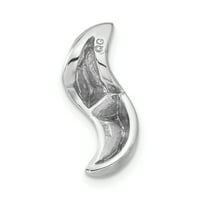 Carat u Karatsu Sterling srebrni polirani finirani četkica CZ Slide Privjesak sa srebrnim oblikovanjem
