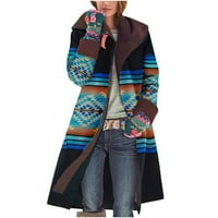 Zimski kaputi za žene plus veličine Ženska ležerna pruga s dugim rukavima Patchwork dugi kardigan na