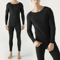 YieVot muška zima topla crna pidžama Postavljena klirenca okrugli vrat dugih rukava odjeća za dno meka