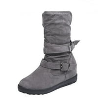Aueoeo Fall Boots za ženske čizme za gležnjeve za žene niske pete Ženske čizme Zimske kopče kaiševe