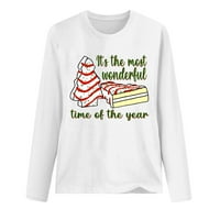 Ženske modne modne vrhove božićne majice s dugim rukavima Božićno drvsko majica za torte Funny Holiday