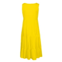 Vrijeme i Tru Maxi, Ležerne haljine za žene, ljeto, žuta, ženska modna ljetna ljeta SOLID boja bez rukava