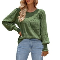 Ketyyh-Chn ženski modni vrhovi čipke casual labave bluze T majice zeleno, m