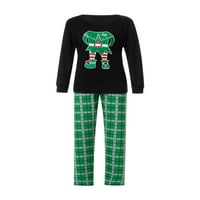 Porodični božićni pidžami Podudarni setovi, crni zeleni rukav tiskali uzorak i pantalone za djecu odraslih