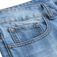 Muškarci su oprali vintage traperice sa ritved rupama Ležerne tanke fit hlače ravne noge pantalone
