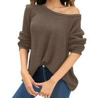 Durtebeua dugih rukava majica s punim bojama mekani lagani saložni džemperi za žene za žene