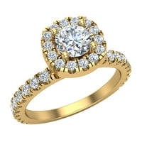 Prstenovi za sitnice za žene okrugli sjajni halo dijamantni prsten 18k zlato 1. ct tw