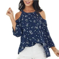 Ženska bluza Blue Print Okrugli vrat Off-rame Devet-četvrt rukava majica Hot6SL4869846
