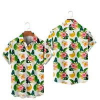 Ljetna košulja crtanih filmova, Floral Havaii 3D sitnica, kratki rukav sa rever, veliki, za plažu