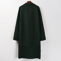 Dame debeli modni modni rukav džep dugi vuneni kaput ženske bluže i odijelo jakne zeleno xxl