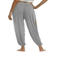 Uhndy Baggy High Squaist joga pantalone za žene Bočna proreza trening jogger harem hlače Grey XL