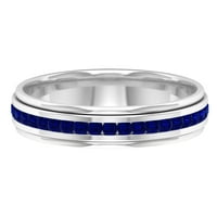 Klasični večni prsten za vječnost sa laboratorijama stvorena plava safir, srebrna srebra, US 4.50