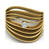 14K ručno rađeni žuto zlatni prsten, čvrsti zlatni prsten za angažman, prirodni dijamantni dizajnerski