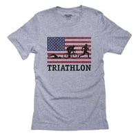 Olimpijski - Triathalon - Vintage zastava - Silueta Muška siva majica