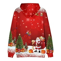 Lilgiuy Muška modna casual božićni 3D ispisani džemper džep dugih rukava s kapuljačom Top džemper za