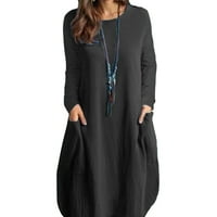Sundress Women Ljeto Maxi haljina za žene neutralna haljina dužine koljena za žene brodski džepni džepni vrhovi