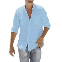 Košulje s dugim rukavima za muškarce Ljetne štedne čišćenja Muška baggy pamučna posteljina džepa od