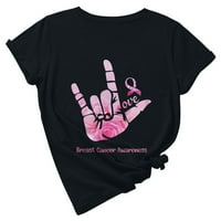 Fitoronske majice za dojke za žene - kratki rukav labav fit ljetni vrhovi Crewneck casual t mahune ružičaste