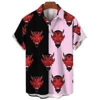 Havajska majica za muškarce Kubanskog ovratnika Devil Print Muška košulja Modna ulična odjeća Ljeto