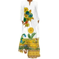 Ženska cvjetna vintage haljina elegantna večernja haljina estetska haljina digitalna tiskana duga haljina