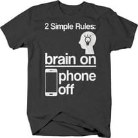 Jednostavan mozak pravila na telefon isključeni mozak nerd majica za velike muškarce 3xl tamno siva