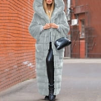Jakne za žene plus veličine -fur 'Gilet s dugim rukavima kaput toplijeg krznenog jakne kaputa s kapuljačom