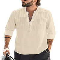 Muška tunika košulja Henley vrat dugih rukava majica Ležerne prilike za bluzu Zeleni s