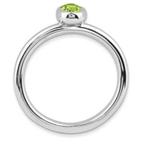 Le & Lu Sterling Silver Silver Sjajljiv izrazi ovalni peridot prsten LAL10627