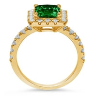 3,84ct smaragdni rez zeleni simulirani smaragd 14k žuti zlatni angažman halo prstena veličine 10.75