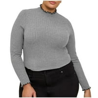USMIXI vrhovi dugih rukava za žene Plus veličine pulover za žene Ležerne prilike na pola košulje od