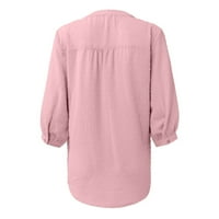 Ženski vrhovi zarezni vrat casual bluza Čvrsta žena vruće prodaje rukave za kraljeve bluze ružičaste