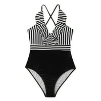 GDFUN Ljeto Žensko jednodijelno sa pločice za prsa bez čeličnih grudnjaka Striped Striped rubce Edge Bikini kupaći kostim ženske kostimu