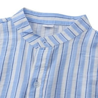 Ljetne košulje za muškarce plus veličine casual prugasti ispis s kratkim rukavima dugme za spuštanje navratnik gornje bluze komforno brzo suho rezanje tipa sa džepom plave m