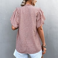 Žene Moderan povremeni print V-izrez Labavi majica kratkih rukava Top bluza pulover