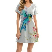 Haljine za žene s kratkim rukavima tiskanje digitalne rublje okrugle vrat midi fit i flare y2k modna