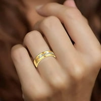Xinqinghao Modni trend prsten od nehrđajućeg čelika Diamond Encrust Lovers Steel Circon Ring Legura Žene Muškarci Izvrsni prsten modni nakit Poklon prstenje za prijatelje Djevojke dječake Gold 10