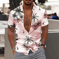 Muška havajska majica Fun s kratkim rukavima na majici za rušenje Tropska kuća za odmor, ružičasta,