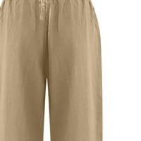Lastesso Womens Pamučne posteljine Capri hlače slatka ljeta capris presječene casual pantalone Boho