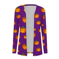 Yubatuo ženska modna casual Halloween Print s dugim rukavima prednji kardigan Print TOP lagana jakna