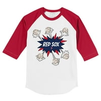 Omladinski sitni otvor bijeli crveni boston crveni pa bejzbol pow 3 4-rukave raglan majica