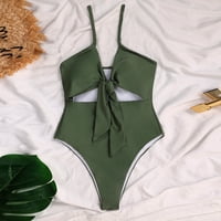 Mikilon ženski modni bikini set kupaći kostim dva napunjena soild kupaćim kupaćim kupaćima kupaćih kupaćih kostimi za žene plus s zelenim ljetnim ponudama
