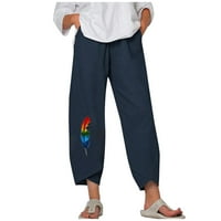 Ženske ljetne hlače Ženske hlače velike struke s perjemnim pamučnim i posteljinom svestrane casual pantalone