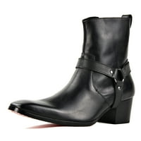 Dress Boots Chelsea Dizajnerski čizme za muškarce Kožne kožne cipele sa zatvaračem, Crno-kaišev