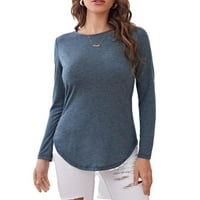 Ženske bluze i tee Regularne neznatne ravne ravne ležerne obične okrugle vrata Prašnjavaju plave majice