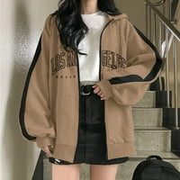 LisingTool ženske vrhove ženske zip up hoodie modne dukseve udobnosti plus veličina dukseri slatke jakne
